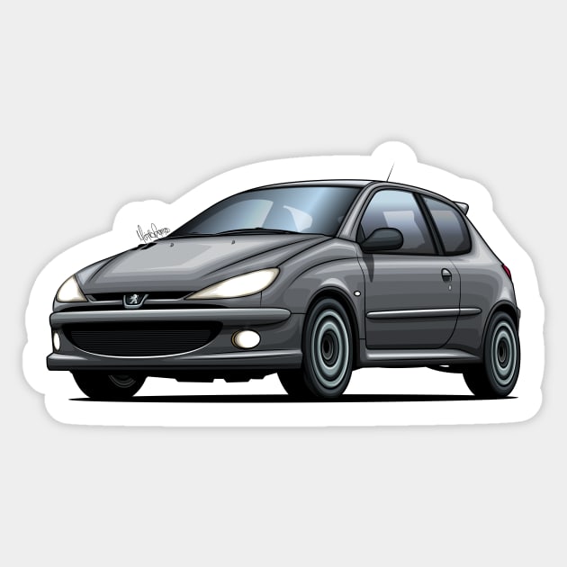 Peugeot 206 RC - Gray Sticker by Mario Ramos Rally Art